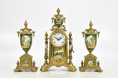 Lot 2263 - IMPERIAL; a modern decorative clock garniture,...