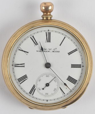 Lot 1617 - A gold cased Waltham Mass open face pocket...