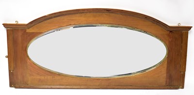 Lot 119 - A large overmantel mirror with arched top and...