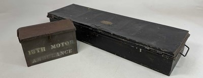 Lot 55 - A military tool box, with '1915' and 'WD'...