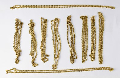 Lot 1228 - Ten large gold plated necklaces (10).