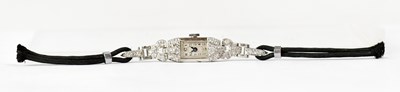 Lot 885 - An Art Deco Style white metal cocktail watch,...