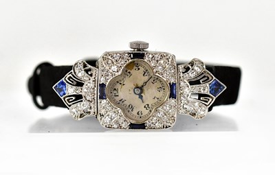 Lot 898 - TUDOR; an Art Deco platinum cocktail watch,...