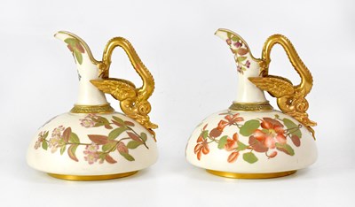 Lot 264 - ROYAL WORCESTER; a pair of Victorian blush...