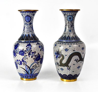Lot 240 - A pair of cloisonné baluster form vases,...