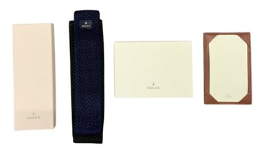 Lot 480 - ROLEX; a boxed Rolex brown leather notepad, 14...