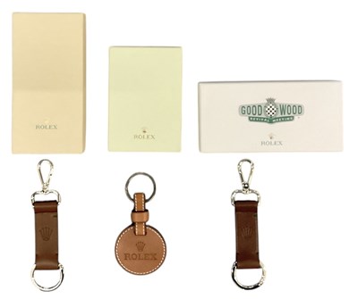 Lot 476 - ROLEX; three boxed Rolex brown and tan leather...