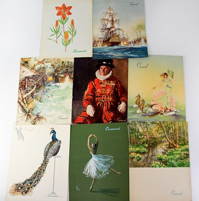Lot 301 - CUNARD LINE; eight menus, seven 1954, 1960 and...