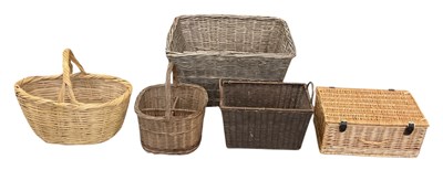 Lot 356 - Five wicker baskets comprising two baskets...