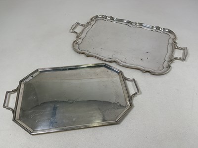 Lot 1000 - A large silver plated twin handled tea tray,...