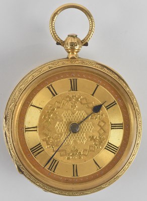 Lot 1610 - A small 18ct gold open face pocket watch, the...