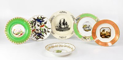 Lot 290 - Six 19th century porcelain and pottery cabinet...