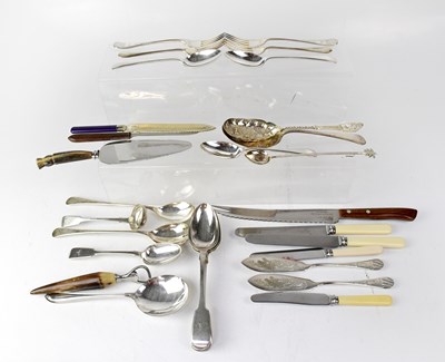 Lot 807 - A quantity of mixed flatware, some matching,...