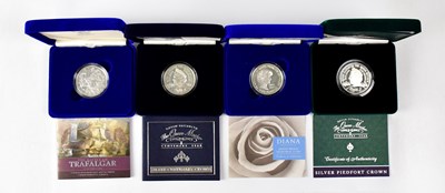Lot 655 - Four silver proof coins comprising a Piedfort...