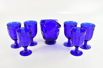 Lot 1656 - A set of six modern American cobalt blue glass...