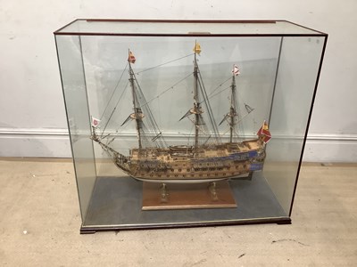 Lot 1405 - A large scratch built wooden model ship...