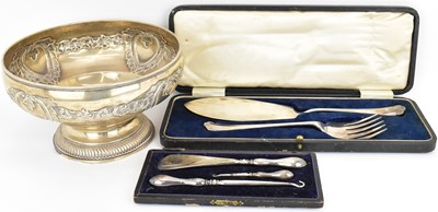Lot 815 - A white metal fruit bowl with embossed...