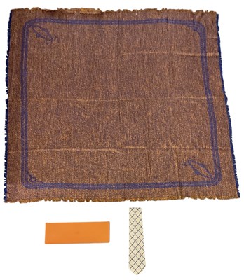 Lot 478 - HERMÈS; a boxed cream silk tie and a Cartier...