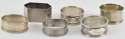Lot 1191 - A George V hallmarked silver hexagonal napkin...