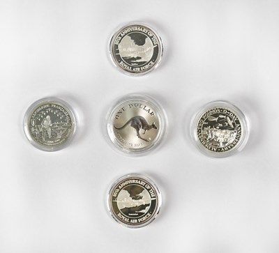 Lot 652 - Five silver proof coins, comprising Australian...