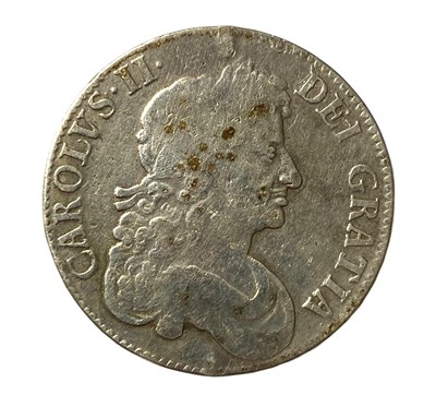 Lot 1469 - A Charles II 1676 silver crown, previously...