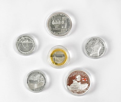 Lot 654 - Five silver proof commemorative coins,...