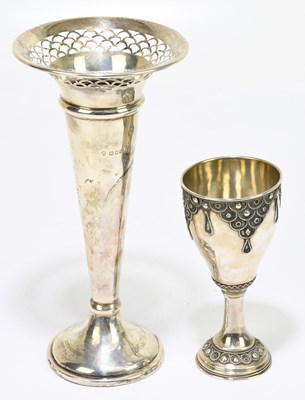 Lot 2316 - A George V hallmarked silver posy vase with...