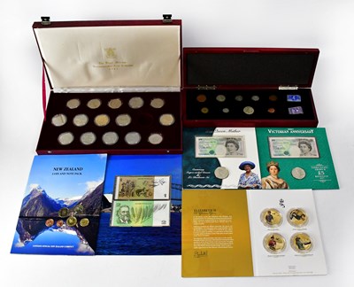 Lot 596 - A cased 1944 coin and stamp collection, five...