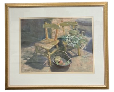 Lot 273 - JACKIE SIMMONDS (born 1944); pastel, still...