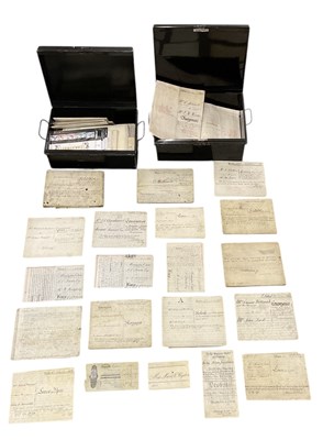 Lot 449 - Two deed boxes containing various 18th and...