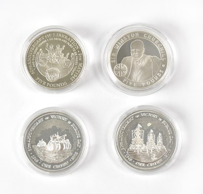 Lot 657 - Four silver proof commemorative coins,...