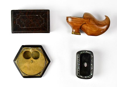 Lot 799 - Four various snuffboxes, comprising two papier-...