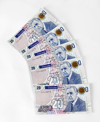 Lot 702 - DANSKE BANK; five sequentially numbered £20...