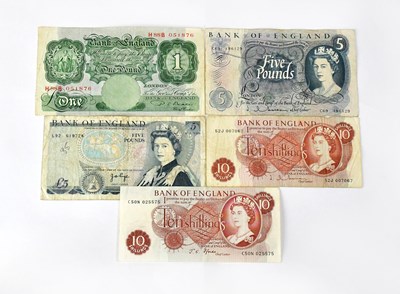 Lot 703 - BANK OF ENGLAND; five banknotes comprising two...