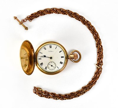 Lot 881 - WALTHAM; a gold-plated full hunter crown wind...