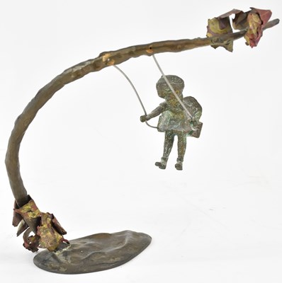 Lot 638 - A modern abstract bronze sculpture, 'Girl on a...
