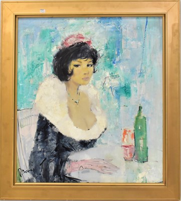 Lot 619 - P. MORROW; oil on canvas 'Etude', half-length...