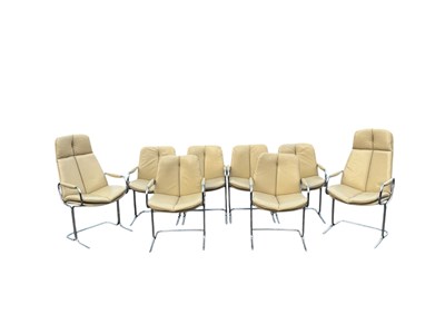 Lot 1005 - PIEFF; a set of six cream leather chrome...