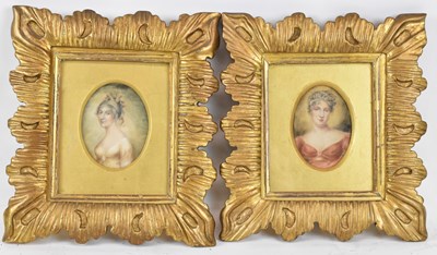 Lot 139 - A pair of early 19th century ivory portrait...