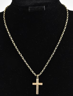 Lot 1484 - A 9ct gold cross pendant, length 3cm,...