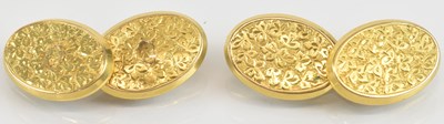 Lot 1381 - A pair of 15ct gold cufflinks with all over...