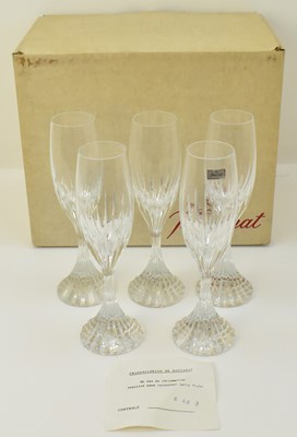 Lot 605 - BACCARAT; five champagne flutes in the...