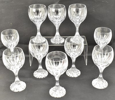 Lot 606 - BACCARAT; eight tall crystal wine glasses in...