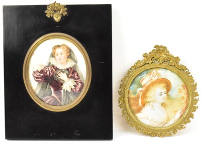 Lot 205 - Two 19th century watercolour on ivory...