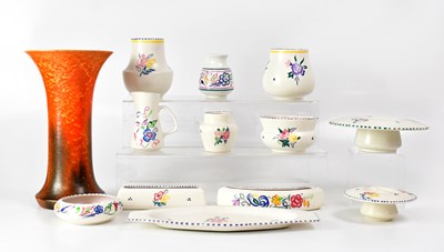 Lot 283 - ROYAL LANCASTRIAN; a mottled orange vase with...
