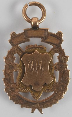 Lot 1454 - A 9ct rose gold prize fob, with the initials...