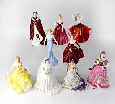 Lot 442 - Eight porcelain figures of ladies, Royal...
