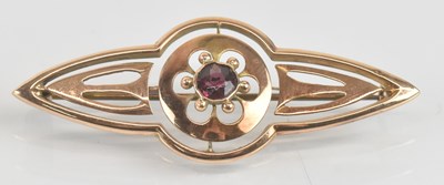 Lot 1362 - A 19th century 9ct rose gold brooch, with...