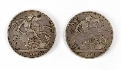 Lot 593 - A George III crown, 1931, and a Victorian...