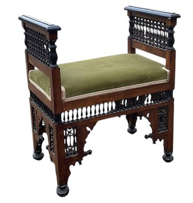 Lot 66 - An Eastern bone inlaid piano stool/footstool,...